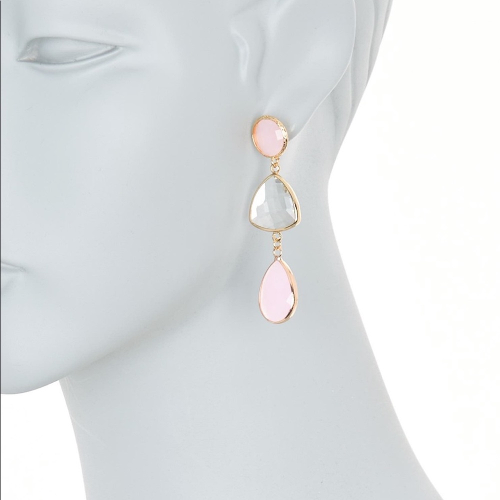 PANCEA NWT Rose Clear Crystal Linear Drop Earrings